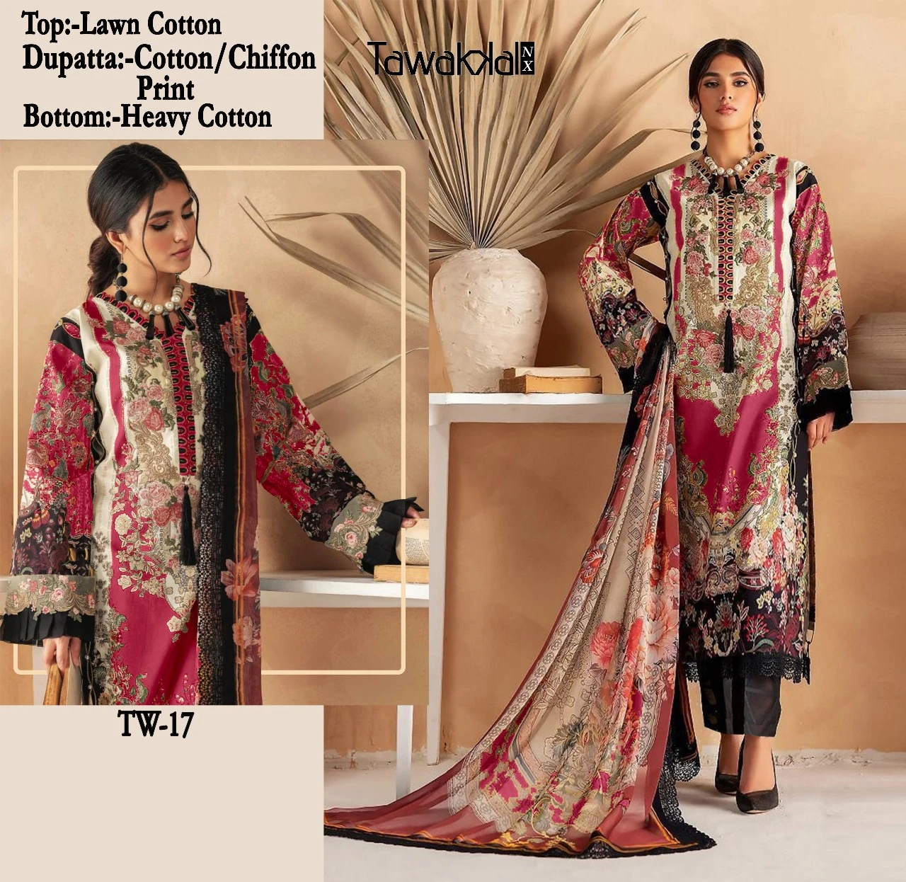 Hoor Tex Tw-16,17,18 Lawn Cotton Wholesale Pakistani Salwar Suit Catalog — Wholesale Pakistani Suits, MPA wholesale from Surat - Gallery Image 7